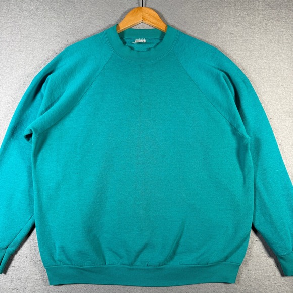 Fruit of the Loom Tops - Vintage Fruit of the Loom Teal Turquoise Raglan Sweatshirt XL‎ CasualMade in USA